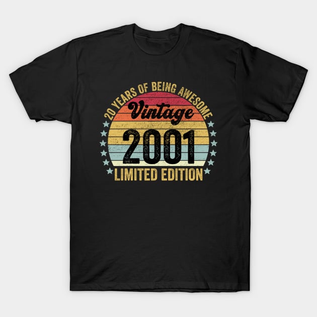 20th Birthday, 20 Year Old Gifts Vintage 2001 Limited Edition T-Shirt by DragonTees